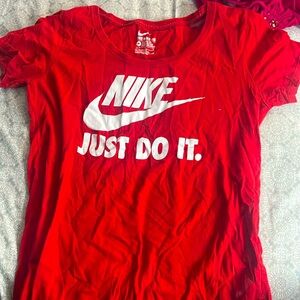 Nike just do it red circle neck shape shirt